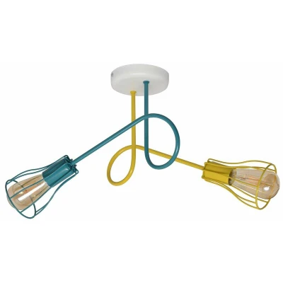 Image of Helam Oxford Multi Arm Semi Flush Ceiling Light White, Yellow, Turquoise 42cm W 2016/2K Mix