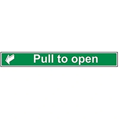 Image of V Safety Pull To Open Door Sign 600mm x 75mm Self Adhesive Vinyl
