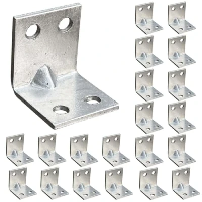 Image of OMIDEAS 20 x Corner Brackets (20 20) Angle Reinforced Metal Braces Wood Timber Galvanised Steel Sheet Connecting Joining Fixing L Repair Connector