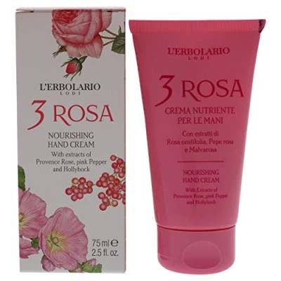 Image of LErbolario 3 Rosa Nourishing Hand Cream For Unisex 2.5 oz