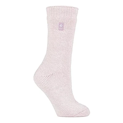 Image of HEAT HOLDERS Ladies Patterened Warm Winter Fleck Striped Twist Thermal Socks in 10 colours, size 4 8 UK 37 42 eur (Dusted Pink)