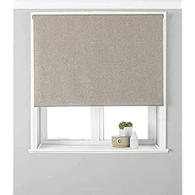Image of Riva Home Eclipse Blackout Roller Blind, Polyester, Natural, 61 x 162cm