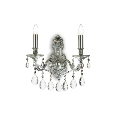 Image of Gioconda 2 Light Indoor Candle Wall Silver with Crystals, E14
