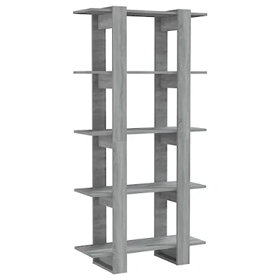 Image of vidaXL Book Cabinet/Room Divider Indoor Storage Cabinet Bookcase Home Organizer Room Partition Furniture Grey Sonoma 80x160 cm Chipboard