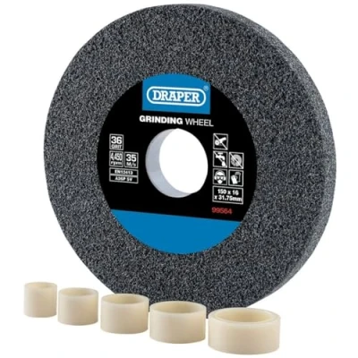 Image of Draper Aluminium Oxide Bench Grinding Wheel, 150 x 16mm, 36 Grit