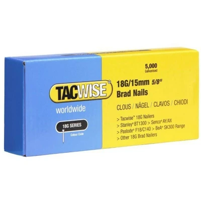 Image of Tacwise 0394 Galvanised Brad Nails Type 18G / 15 mm, Pack of 5,000