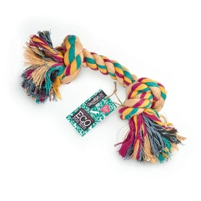 Image of Green &amp; Wilds Eco Friendly Large Rope Dog Toy Big 2 Knot Jute Sustainable Chew