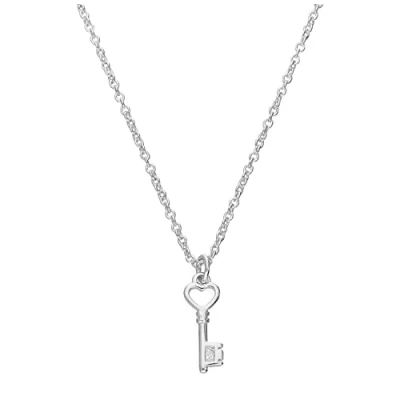 Image of jewellerybox Sterling Silver &amp; Genuine Diamond 18 Inch Heart Key Necklace