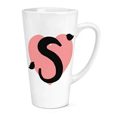 Image of S Heart Alphabet 17oz Large Latte Mug Cup
