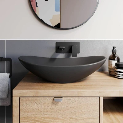 Image of Affine Countertop Basin Matt Black 620 x 360mm