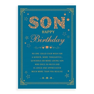 Image of Piccadilly Greetings Regal Publishing Classic Birthday Card Son 9 x 6 inches