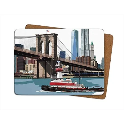 Image of New York&quot;Brooklyn Bridge&quot; Single Table Mat Placemat American USA Gift by Leslie Gerry