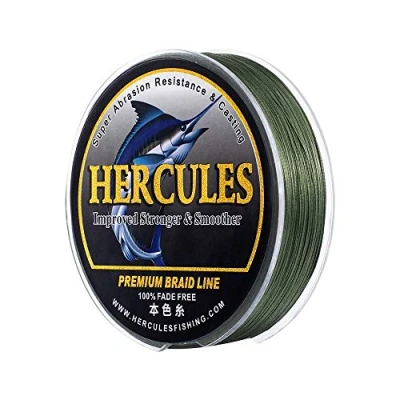 Image of HERCULES Braided Fishing Line, Not Fade, 109 Yards PE Lines, 8 Strands Multifilament Fish 30lb Test for Saltwater and Freshwater, Abrasion Resistant, Green, 30lb, 100m