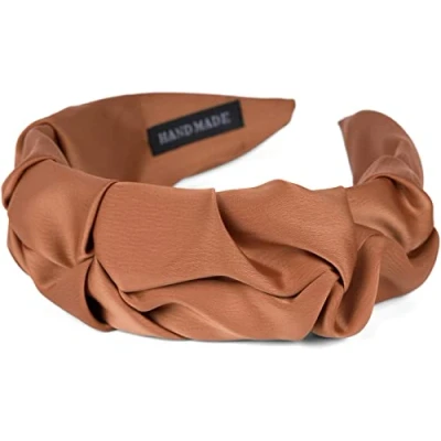 Image of styleBREAKER Women&#039;s Hairband with Shimmering Braided Surface in Ruffled Look, Hair Accessory 04027035, Colour:Cognac
