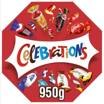 Image of Celebrations Milk Chocolate Gift Box of Mini Chocolates &amp; Biscuit Bars Centerpiece (Maltesers, Galaxy, Snickers More) 950g