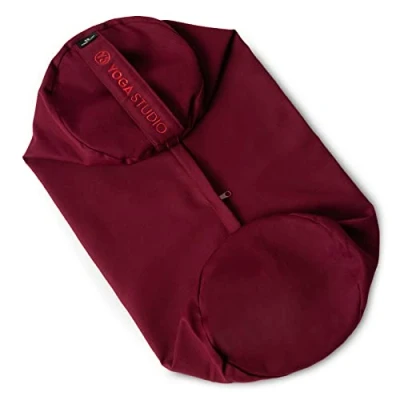 Image of Yoga Studio Spare EU Organic Cotton Bolster Covers With Handle And Zipper Cover Only (Burgundy)