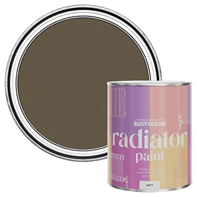 Image of Rust Oleum Brown Heat Resistant Radiator Paint in Matt Finish Cocoa 750ml, SHDRCT1128