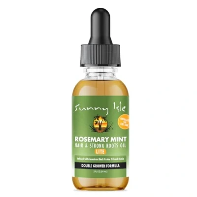 Image of Sunny Isle Rosemary Mint Hair and Strong Roots Oil Lite 2oz, For Light, Thin Hair, Infused with Biotin &amp; Jamaican Black Castor