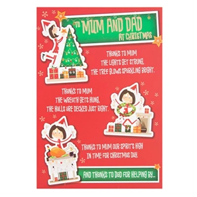 Image of Hallmark Mum and Dad Christmas Card &#039;Thanks&#039; Medium