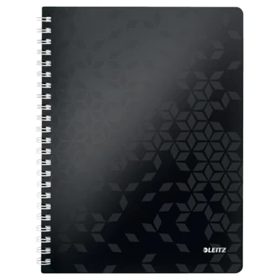Image of Leitz A4 Flexible Cover Notebook, Black Wire Bound, 80 Sheets, Ruled, gsm Ivory Paper, Wow Get Organised Range
