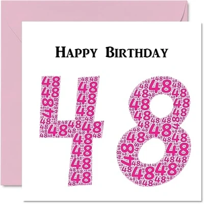 Image of Fun 48th Birthday Cards for Woman Shapecloud Happy Card Dad Mum Brother Sister Grandad Nanny Grandma Uncle Auntie, 145mm x Greeting Cards,