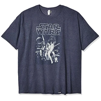 Image of STAR WARS Men&#039;s Official &#039;Poster&#039; Graphic Tee Shirt, Navy Heather, XXXXXL