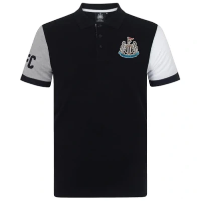 Image of Newcastle United FC Official Gift Mens Contrast Sleeve Polo Shirt Black XXL