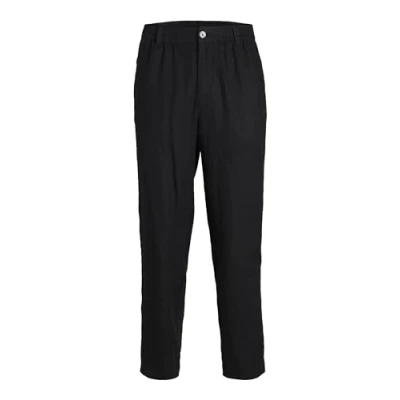 Image of JACK &amp; JONES Men&#039;s Jpstkarl Jjlawrence Linen Chino Sn Trousers, Black Onyx, S