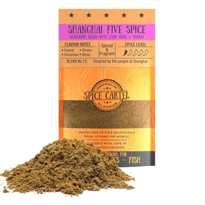 Image of Spice Cartel&#039;s Shanghai Five Spice. Artisanal Chinese 5 Blend Inspired by Shanghai. Bring Your Stir Fries to Life with The Taste of China. 100g Resealable Pouch. Hand Made Love in UK.