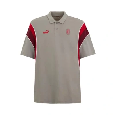 Image of AC Milan Puma Ftblarchive Adult Unisex Polo Shirt Grey