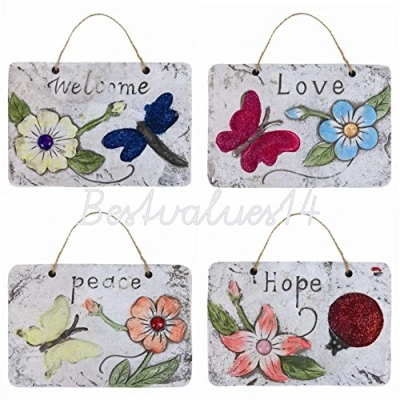 Image of set of 4 Hanging Cement Garden Plaque new lovely design
