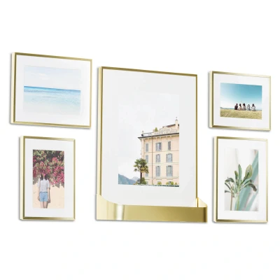 Image of Umbra Matinee Gallery Frames (Set of 5) Matte Brass