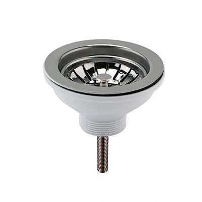 Image of Fireclay Kitchen Sink Basket Strainer Waste 90mm Brushed Nickel