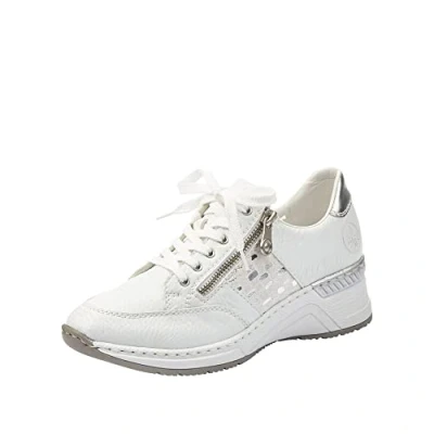 Image of Rieker Women&#039;s Frühjahr/Sommer N4322 Low Top Sneakers, White (Weiss/Weiss Silber/Argento/ 80 80), 4 UK