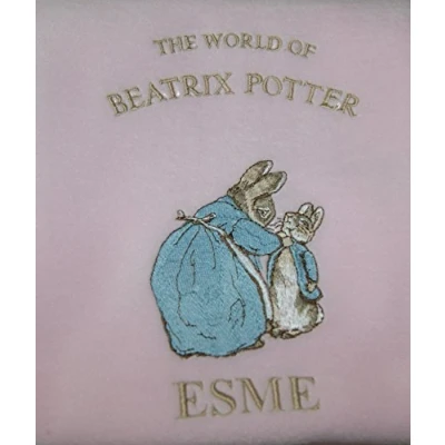 Image of Girls Personalised Peter The Rabbit Baby Super Soft Fleece Blanket. (Pink)