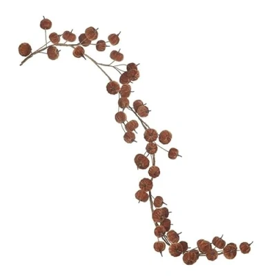 Image of Heaven Sends Brown Velvet Pumpkin Garland Halloween Decoration, Multicoloured