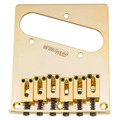 Image of Wilkinson WOT03 52.5mm(2 1/16 inch) Telecaster Bridge Modern 6 Saddles for American Standard Tele TL Style Electric Guitar, Gold