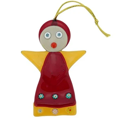 Image of GlassOfVenice Murano Glass Angel Christmas Ornament Red