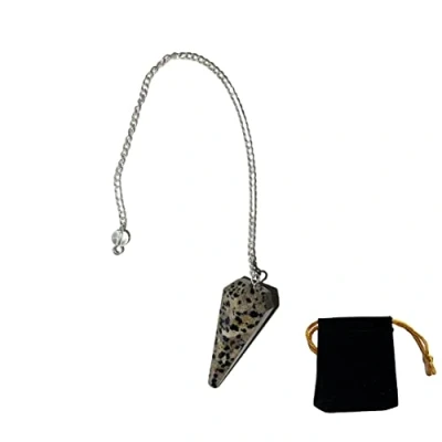 Image of Natural Stone Pendulum Dalmatian Jasper, Crystal Pendulum, Vintage Hexagonal for Radiesthesia, Chakra Reiki Divination Wiccan Meditation (Dalmatian Jasper)