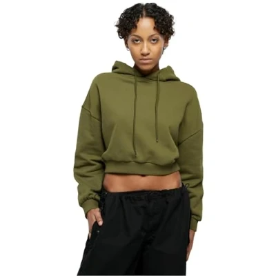 Image of Urban Classics Cropped Heavy Hoodie, Women&#039;s, Size: 3XL, Summerolive