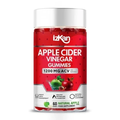 Image of Apple Cider Vinegar Gummies with Mother 1200mg ACV Digestive Health, Energy, Immune and Metabolism Support Vitamin B12, B6 &amp; Beetroot Pomegranate Vegan 60 Count (1X)