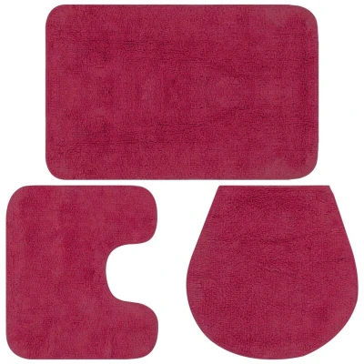 Image of vidaXL Bathroom Mat Set 3 Pieces Fabric Fuchsia