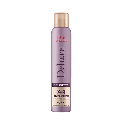 Image of Wella Deluxe Curl Refresher Foam Moisturizing Anti Frizz Formula With Tapioca Starch For Curly &amp; Wavy Hair Flexible Hold 7 in 1 Style Nourish, 200ml