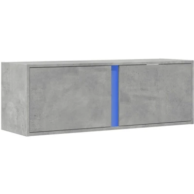 Image of vidaXL TV Wall Cabinet Engineered Wood with LED Lights, Concrete Grey, 100x31x35 cm, Modern Floating Stand for Living Room