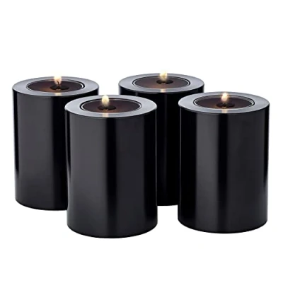 Image of EDZARD Set of 4 Cornelius Tea Light Holders Black Height 8 cm Diameter 6 Heat Resistant up to 90 Degrees