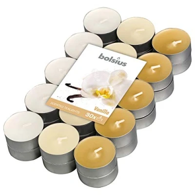 Image of Bolsius Tealights Vanilla Scented Multi Coloured 4hr Pack 30, Wax, One Size, 101826944475