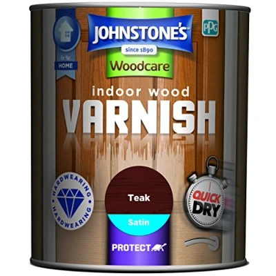 Image of Johnstone&#039;s Woodcare Indoor Wood Varnish Teak 750ml