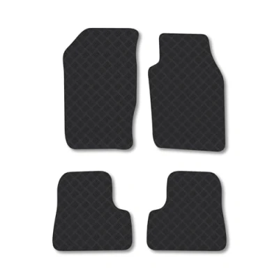 Image of Rubber Car Mats Compatible with Peugeot 206 (1998 2006) Tailored Fit Floor Set Accessory Black Custom 4 Pieces Clips Anti Slip Backing, Heavy Duty &amp; Waterproof