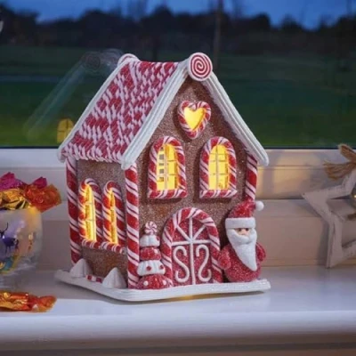 Image of Smart Garden Christmas In Lit Gingerbread Decoration 3 Assorted Designs (Santa Candy Cabin)