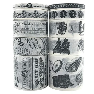 Image of Vintage Washi Tapes Set, ZMLSED10 Rolls Japanese Masking Decorative for DIY Crafts and Arts Bullet Journal Planners Scrapbooking Adhesive